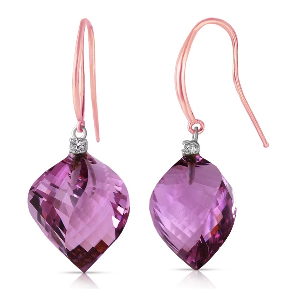 EARRINGS W DIAMONDS & TWISTED BRIOLETTE AMETHYST